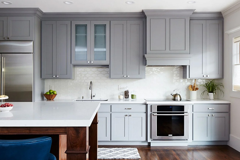 Image of a kitchen displaying newly painted cabinets