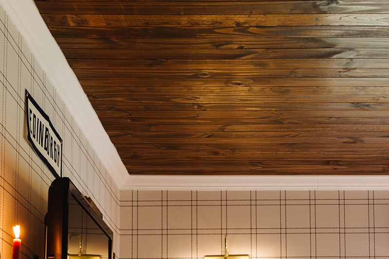 Image of freshly stained ceiling