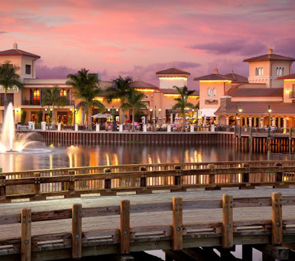 Post sunset image of the waterfront in Estero, Florida