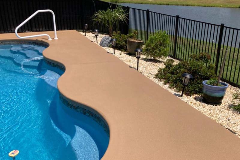 Aerial view of a freshly painted pool deck